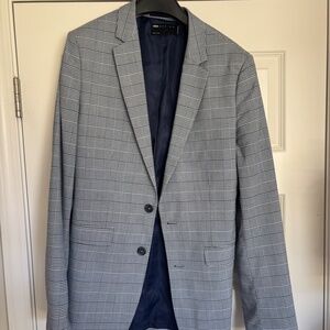 ASOS DESIGN Tall skinny jacket with Prince of Wales check in blue